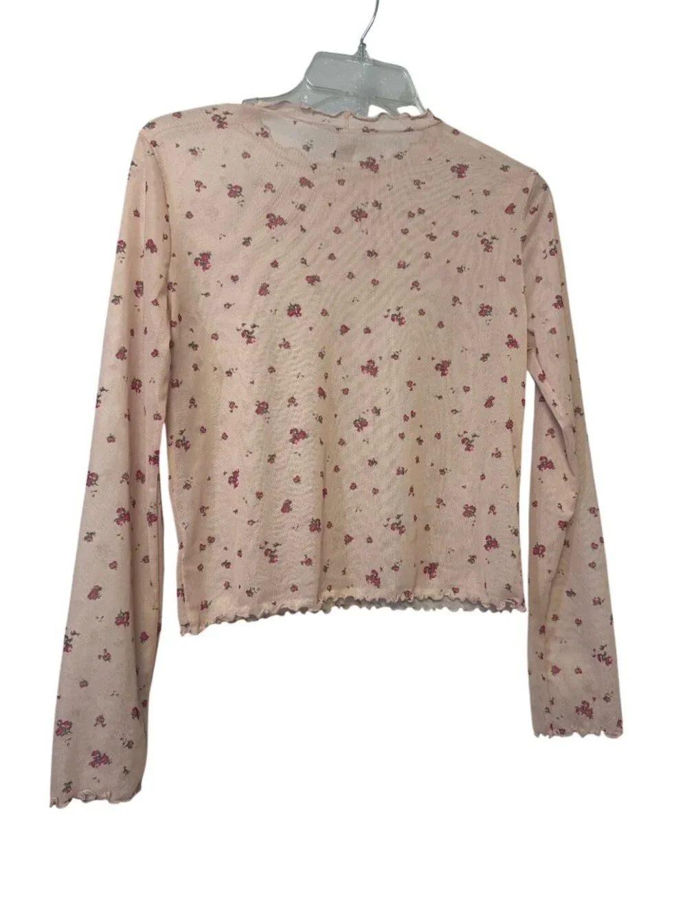 Old Navy Girls Long Sleeve Pink Floral Mesh Top XL Plus Size Lightweight